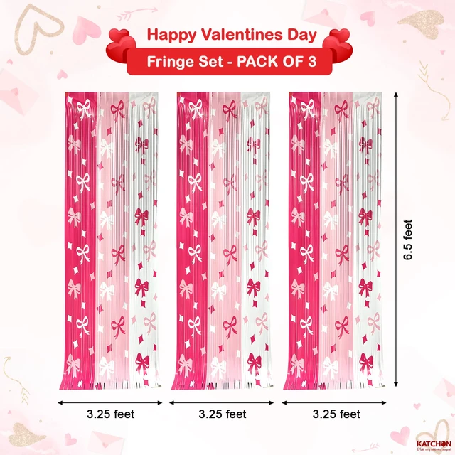 Alt view image 2 of 6 - Pink Bow Streamer Backdrop 3.2x6.5 Feet, Pack of 3 Pink Bow Banner, Valentines Backdrop, Valentines Day Decorations, Pink Bow Birthday Decorations, Galentines Day Decorations