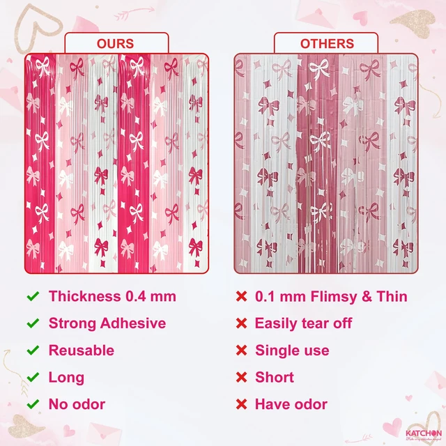 Alt view image 5 of 6 - Pink Bow Streamer Backdrop 3.2x6.5 Feet, Pack of 3 Pink Bow Banner, Valentines Backdrop, Valentines Day Decorations, Pink Bow Birthday Decorations, Galentines Day Decorations