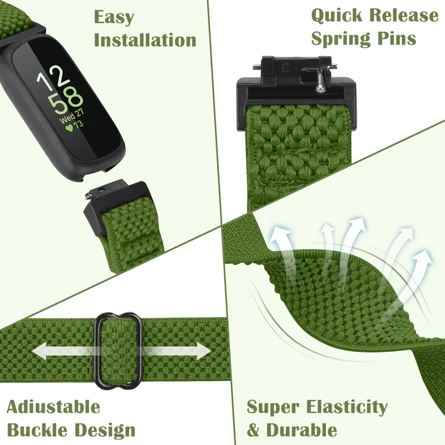 Alt view image 3 of 7 - Compatible with Fitbit Inspire 3/Inpsire 2/Inspire/Inpsire HR/Ace 2/Ace 3 Watch Bands, Elastic Adjustable Replacement Wristband Women Men Stretchy Soft Sport Nylon Loop Straps