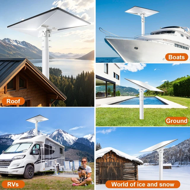Alt view image 7 of 7 - Starlink Gen 3 Mount Starlink Pole Mount Comes with router bracket Starlink Mounting Kit for Starlink Standard 4/4X/V3 fits masts from 1.1-2.1in (28-54mm) Adapte White