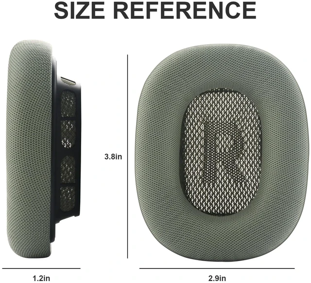 Alt view image 5 of 7 - Replacement Ear Cushions for AirPods Max Headphones AirPod Max Ear Cushions Ear Pads Covers Comfort Protein Leather Noise Isolation Memory Foam Earpads (Green)