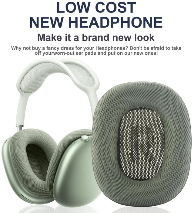 Alt view image 3 of 7 - Replacement Ear Cushions for AirPods Max Headphones AirPod Max Ear Cushions Ear Pads Covers Comfort Protein Leather Noise Isolation Memory Foam Earpads (Green)