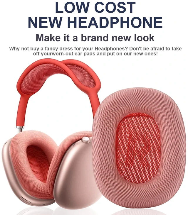 Alt view image 3 of 7 - Replacement Ear Cushions for AirPods Max Headphones AirPod Max Ear Cushions Ear Pads Covers Comfort Protein Leather Noise Isolation Memory Foam Earpads (Pink)