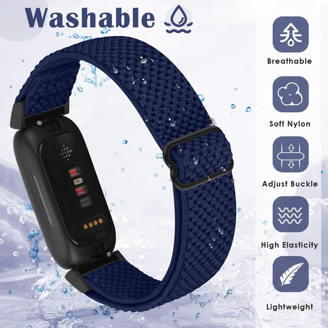 Alt view image 4 of 7 - Compatible with Fitbit Inspire 3/Inpsire 2/Inspire/Inpsire HR/Ace 2/Ace 3 Watch Bands, Elastic Adjustable Replacement Wristband Women Men Stretchy Soft Sport Nylon Loop Straps