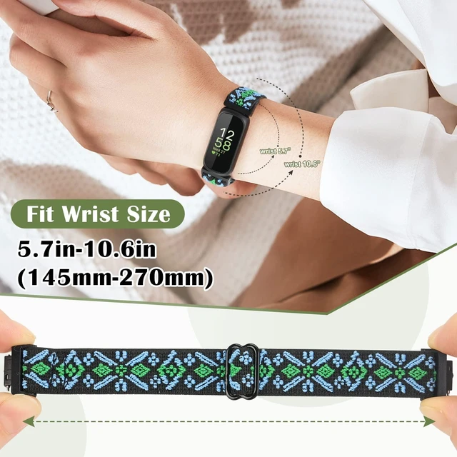Alt view image 5 of 7 - Compatible with Fitbit Inspire 3/Inpsire 2/Inspire/Inpsire HR/Ace 2/Ace 3 Watch Bands, Elastic Adjustable Replacement Wristband Women Men Stretchy Soft Sport Nylon Loop Straps
