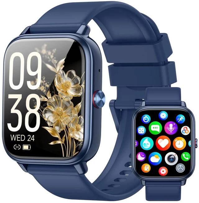 Main image of Smart Watch for Men Women, Fitness Tracker (Answer/Make Call), 1000 mAh Battery, 120+ Sport Modes, Step Counter/Sleep Monitor Fitness Watch, Smartwatch for Android/iPhone (Deep Blue)