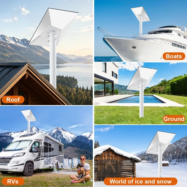 Alt view image 7 of 7 - 2-in-1 Starlink Mount Gen 3 Gen 4 V4 Dish Roof Adapter with Router Wall Mount Bracket Heavy Duty Adjustable Pole Mount Base Kit for Starlink Standard Satellite Dish Complete Installation Accessories