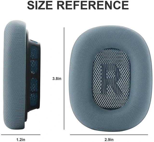 Alt view image 5 of 7 - Replacement Ear Cushions for AirPods Max Headphones AirPod Max Ear Cushions Ear Pads Covers Comfort Protein Leather Noise Isolation Memory Foam Earpads (Blue)