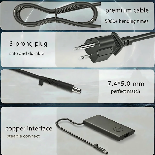 Alt view image 2 of 7 - 240W Slim AC Adapter Compatible with Dell Precision 7780 7770 7680 7670 7560 3260 3551 G16 G15 G7 G5 G3 3500 5500 7500