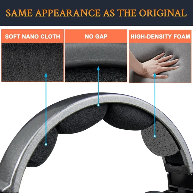 Alt view image 3 of 4 - Microfiber Headband for HD600/HD650/HD660S/HD6XX (4-Bulges) for Sennheiser HD600/HD650/HD660S/HD660S2/HD6XX/HD58X/HD580/HD565/HD545/HD535