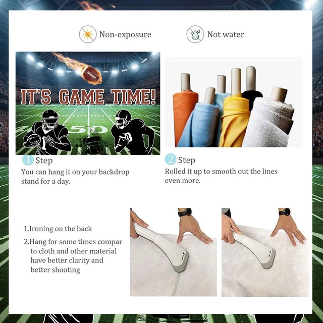 Alt view image 7 of 7 - Football Field Backdrop 8x6FT It's Game Time Banner American Football Auditorium Light Rugby Photography Background for Boys Ball Theme Party Decorations Banner 94X70 inch