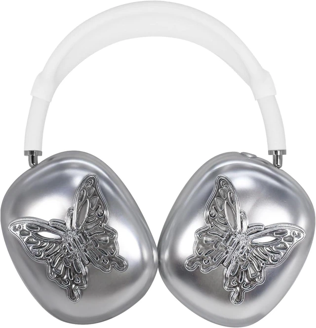 Main image of Case Cover for AirPods Max,Silver Cubic Butterfly Earcup Cover TPU Cool Soft Clear Case for Apple AirPods Max for Men&Women Accessories Protective Cover,Scratch-Resistant(Butterfly,Silver)