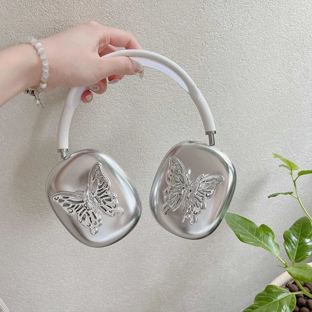 Alt view image 7 of 7 - Case Cover for AirPods Max,Silver Cubic Butterfly Earcup Cover TPU Cool Soft Clear Case for Apple AirPods Max for Men&Women Accessories Protective Cover,Scratch-Resistant(Butterfly,Silver)