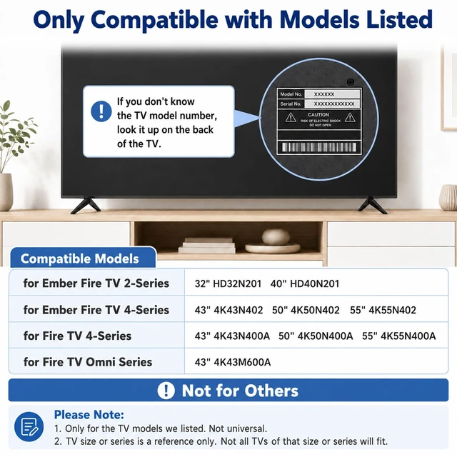 Alt view image 2 of 7 - TV Legs for Fire TV Legs Replacement, Only for HD32N201 HD40N201 4K43N402 4K50N402 4K50N400A 4K55N400A 4K43M600A, TV Feet for Fire TV Legs Replacement with Screws Set & Instructions