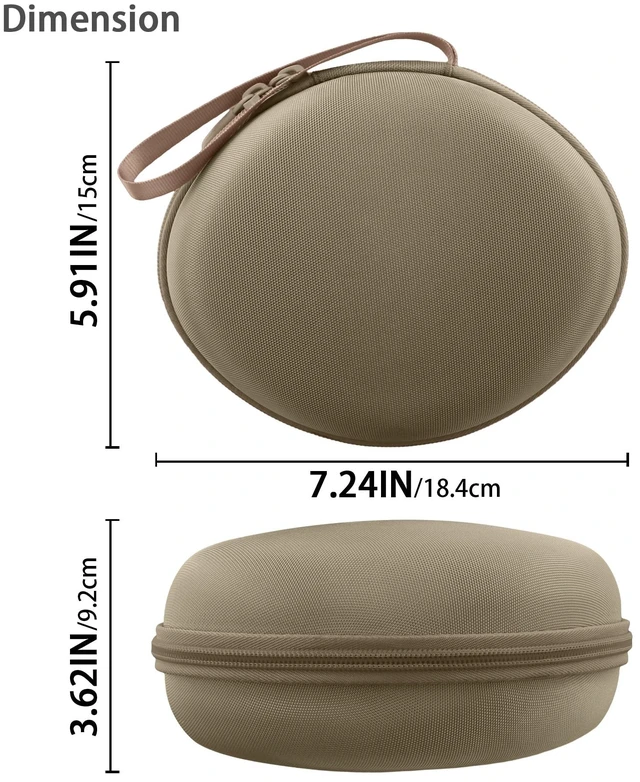 Alt view image 6 of 7 - for Beats Studio Pro/Studio3/Solo4/Solo3 Headphones Hard Case, Brown Compatible with Beats Wireless On-Ear Headphones, Portable EVA Storage Bag with Mesh Pocket & Wrist Strap