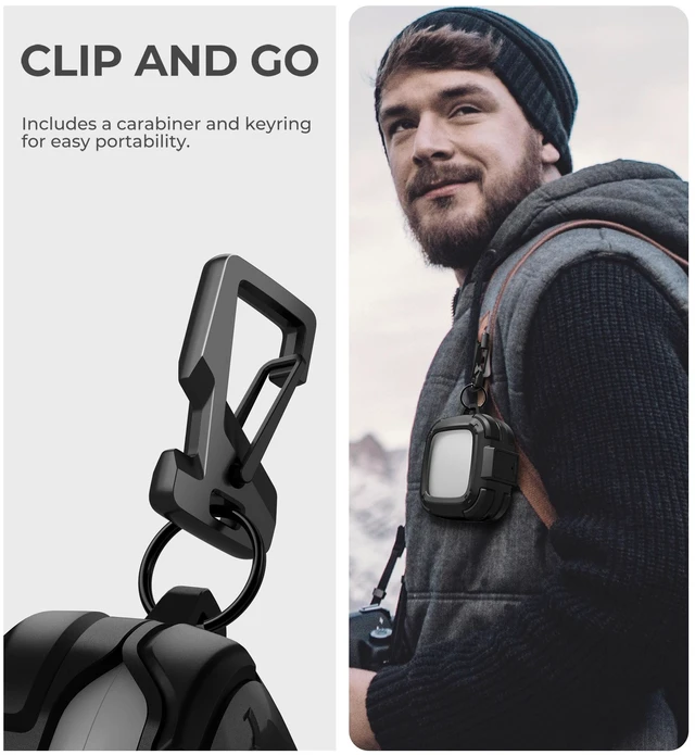 Alt view image 5 of 7 - for SHOKZ OpenFit Air Case with Drop-Proof Lock, Shockproof Rugged Bumper Cases Protective Cover with Carabiner & Keyring & Cleaner Kit Black
