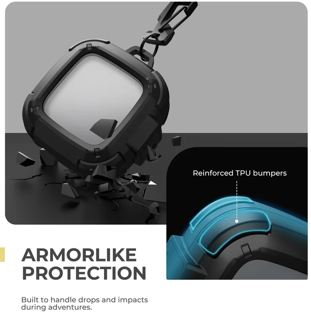 Alt view image 4 of 7 - for SHOKZ OpenFit Air Case with Drop-Proof Lock, Shockproof Rugged Bumper Cases Protective Cover with Carabiner & Keyring & Cleaner Kit Black