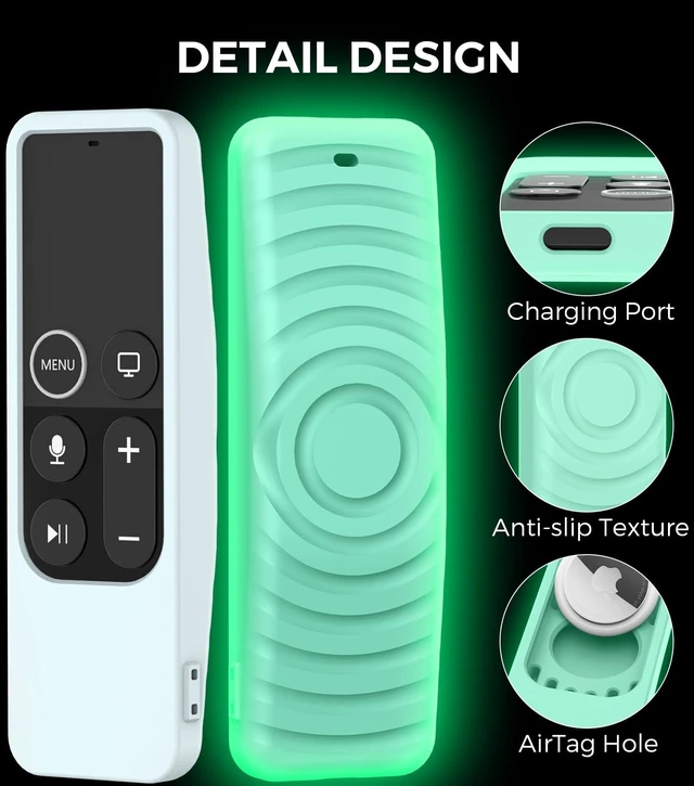 Alt view image 3 of 7 - Protective Case for Apple TV 4K Siri Remote 3rd & 2nd Gen with AirTag Holder, Magnet Technology, Lanyard Included, Great Grip, Heavy Shock Absorption, Drop Protection