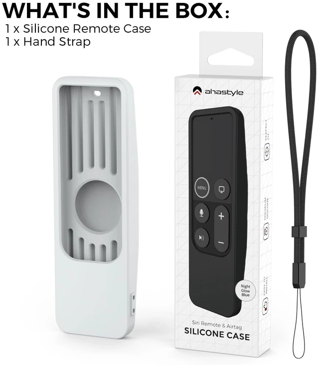 Alt view image 7 of 7 - Protective Case for Apple TV 4K Siri Remote 3rd & 2nd Gen with AirTag Holder, Magnet Technology, Lanyard Included, Great Grip, Heavy Shock Absorption, Drop Protection