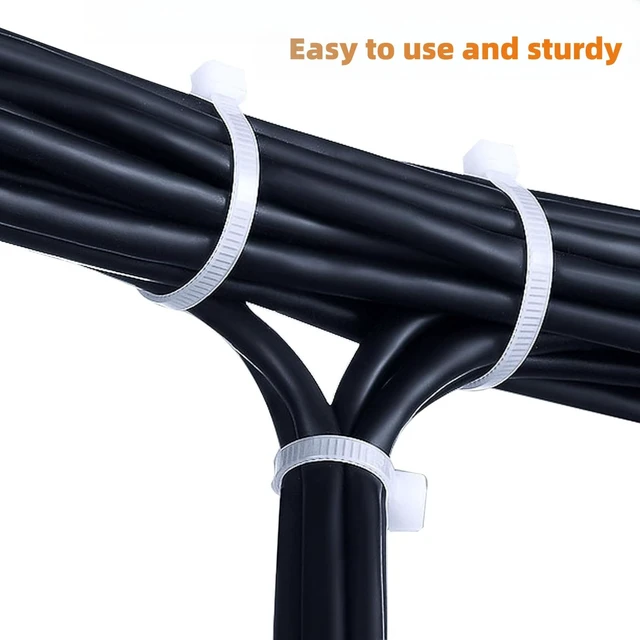 Alt view image 6 of 7 - White Zip Ties 12 Inch(100 Pieces), Heavy Duty Self-Locking Nylon Cable Ties, 120LBS Tensile Strength, Ideal for Indoor & Outdoor Use