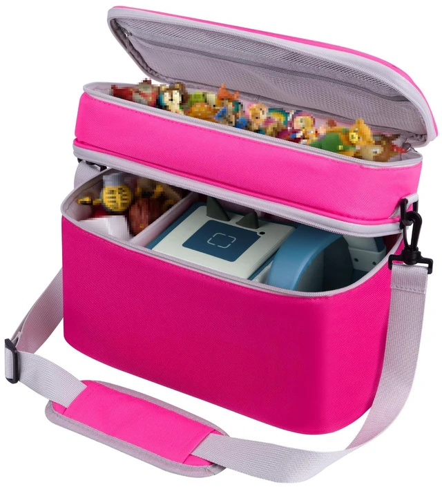 Main image of Rosy Pink Storage Bag for Toniebox 1 or 2, Player Box & Accessories Two spacious storage pockets, removable compartment, detachable shoulder strap, portable design for trips