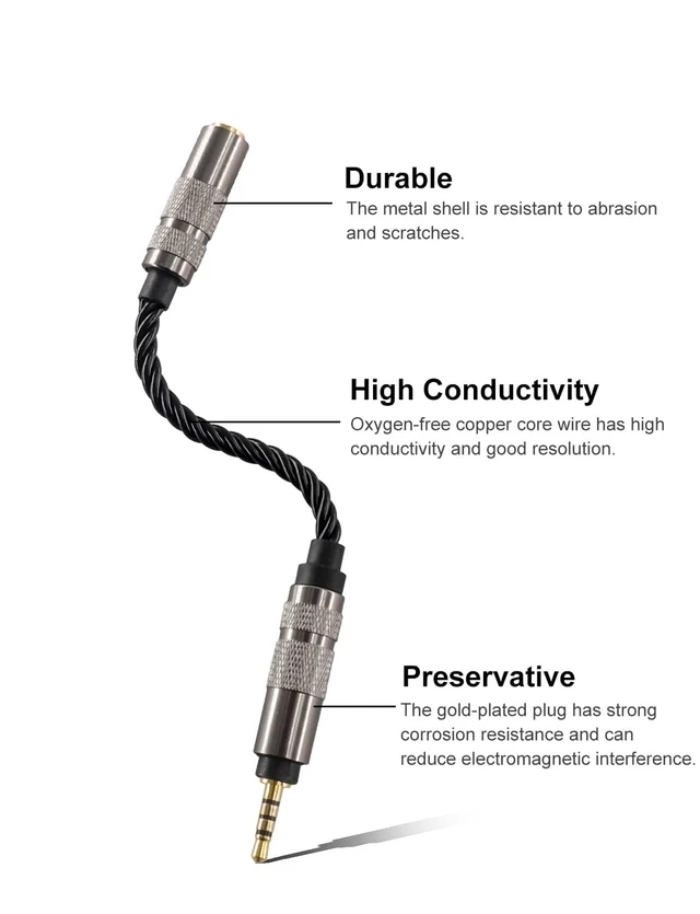 Alt view image 2 of 6 - Headphone Adapter 2.5mm Male to 4.4mm Adapter for 4.4mm Cable Connected to Balanced 2.5mm Player Device High Stereo Audio Converter OFC Cable 6 inch Length Extension Cord
