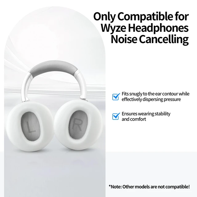 Alt view image 2 of 7 - Headphones Replacement Ear Pads for Wyze Noise Cancelling Over Ear Headphones Ear Cushions Cover Repair Part (Gray)