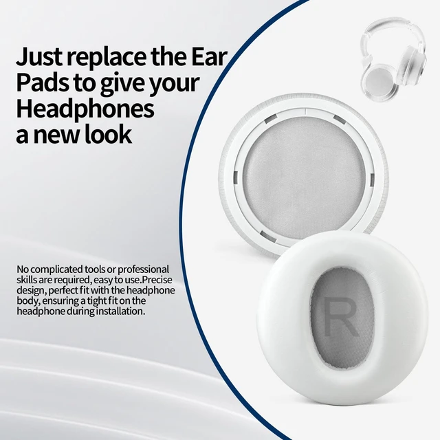 Alt view image 4 of 7 - Headphones Replacement Ear Pads for Wyze Noise Cancelling Over Ear Headphones Ear Cushions Cover Repair Part (Gray)