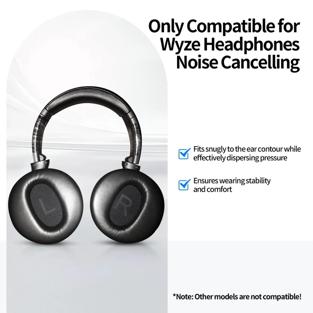 Alt view image 2 of 7 - Headphones Replacement Ear Pads for Wyze Noise Cancelling Over Ear Headphones Ear Cushions Cover Repair Part (Black)
