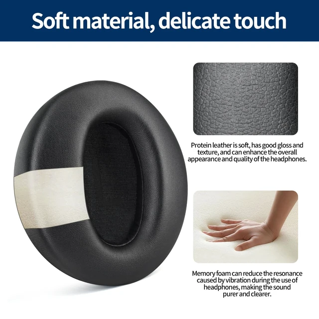 Alt view image 3 of 7 - Headphones Replacement Ear Pads for Wyze Noise Cancelling Over Ear Headphones Ear Cushions Cover Repair Part (Black)