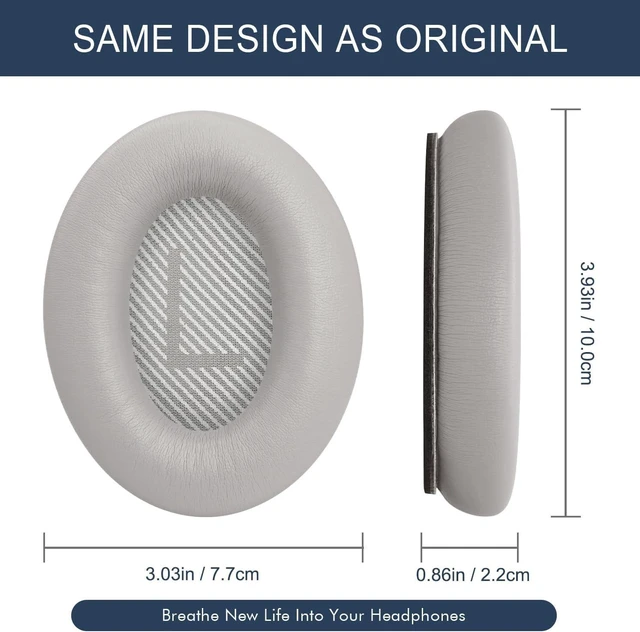 Alt view image 3 of 5 - Ear Pads for Bose SoundLink AE2 / SoundLink Around Ear ii - Sandstone Replacement Ear Pads Cushions with Premium Protein Leather, Noise Isolation Memory Foam