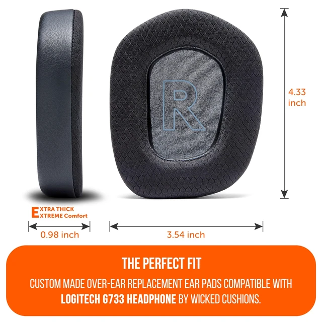 Alt view image 5 of 7 - Freeze G733 - Cooling Gel Earpads for Logitech G733 Headphones Made by Wicked Cushions Enhanced Comfort & Thickness with Cooling Gel Technology Black