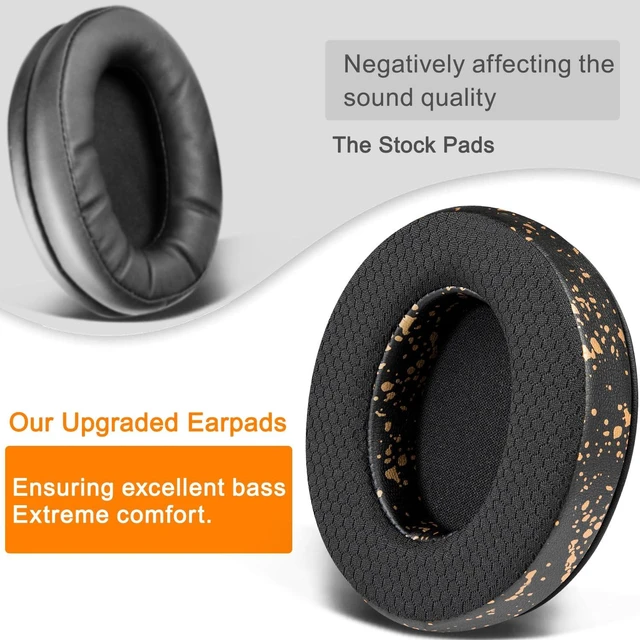 Alt view image 5 of 5 - Mesh Earpads for HyperX Cloud (2/3/3S/1/Pro) - Black Gold Also for Cloud (Flight/Flight2/Stinger/Stinger2/Stinger 2 Core/Core), CloudX (Stinger/Flight) Headset