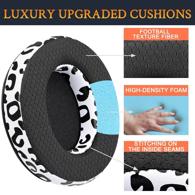 Alt view image 4 of 5 - Mesh Earpads for HyperX Cloud (2/3/3S/1/Pro) - Snow Leopard Also for Cloud (Flight/Flight2/Stinger/Stinger2/Stinger 2 Core/Core), CloudX (Stinger/Flight) Headset