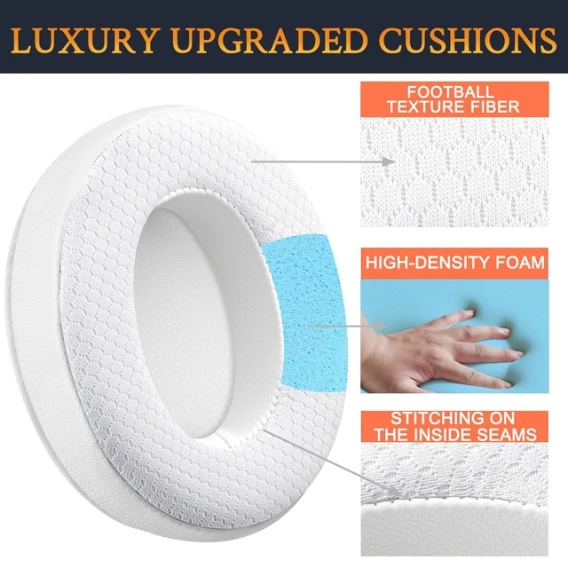 Alt view image 4 of 5 - Mesh Earpads for HyperX Cloud (2/3/3S/1/Pro) - White Also for Cloud (Flight/Flight2/Stinger/Stinger2/Stinger 2 Core/Core), CloudX (Stinger/Flight) Headset
