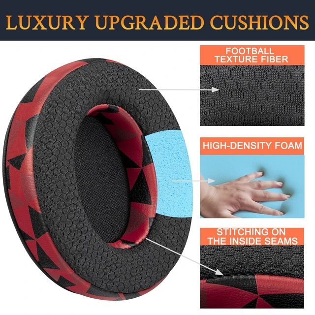 Alt view image 4 of 5 - Mesh Earpads for HyperX Cloud (2/3/3S/1/Pro) - Red Storm Also for Cloud (Flight/Flight2/Stinger/Stinger2/Stinger 2 Core/Core), CloudX (Stinger/Flight) Headset