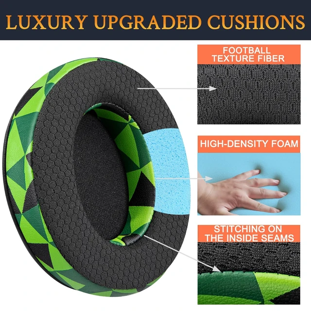 Alt view image 4 of 5 - Mesh Earpads for HyperX Cloud (2/3/3S/1/Pro) - Jungle Green Also for Cloud (Flight/Flight2/Stinger/Stinger2/Stinger 2 Core/Core), CloudX (Stinger/Flight) Headset