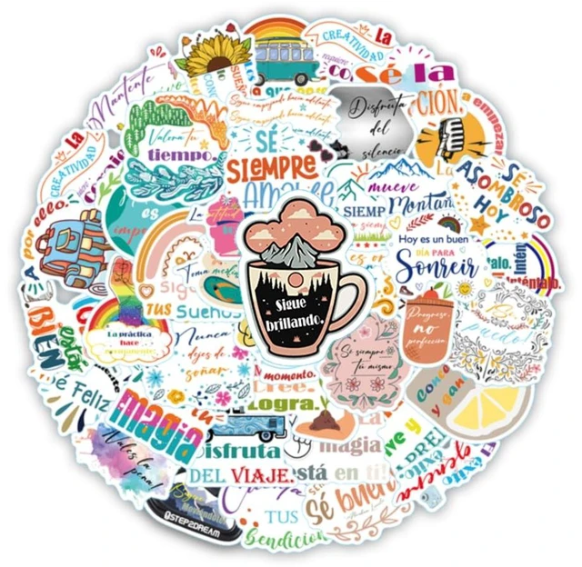 Alt view image 7 of 7 - 300pcs Spanish Inspirational Stickers for Teens Adults Teachers Motivational Decals Positive Vision Board Stickers for Journaling Scrapbook,Water Bottles, Laptop Reward Sticker