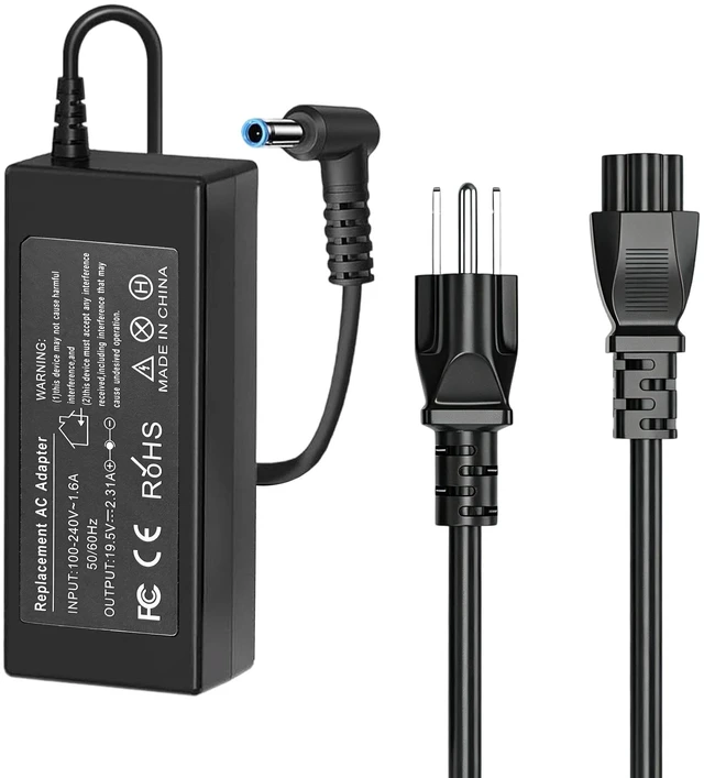 Main image of 45W Laptop Charger for HP Pavilion x360 Envy Chromebook Stream EliteBook 840 G3 G5 Zbook 14u 15u G4 G5, 19.5V 2.31A 4.5x3.0mm Smart Blue Tip Power Cord