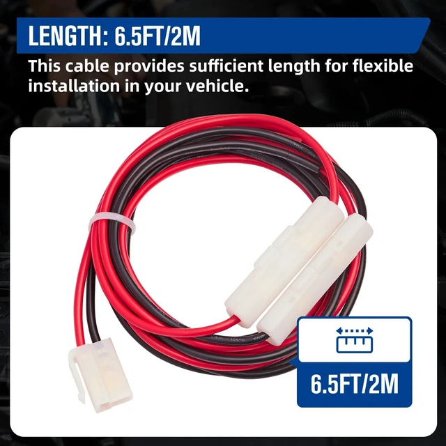 Alt view image 2 of 7 - T-Shape DC Cord Car Power Cable, 3 meters CB Mobile Radio Connector Cable with 15A Fuse for YAESU FT-7800R FT-7900R FT-8900R FT-2600 Kenwood TM-741 TM-G707 TM271 TM281 BTECH ICOM ALINCO ANYTONE