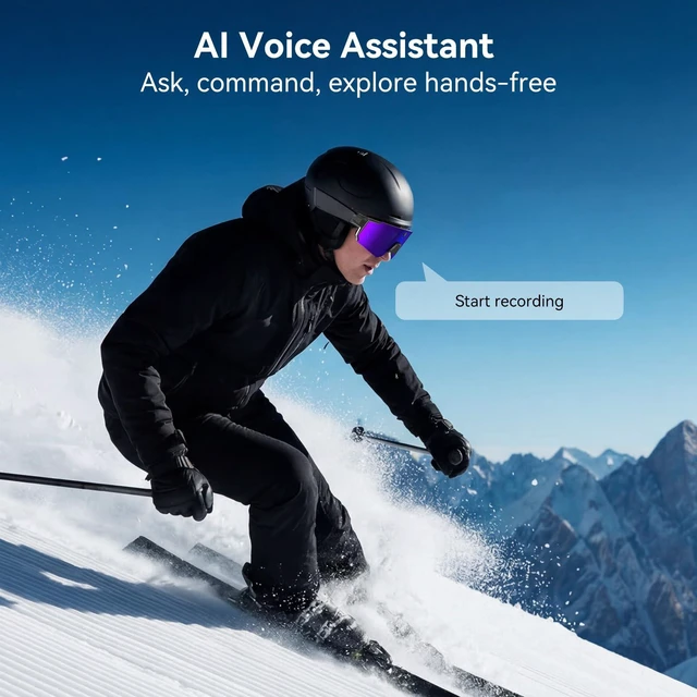 Alt view image 3 of 7 - AI Smart Glasses with Camera, 4K Hands-Free Recording, 6-Axis EIS Stabilization, Open-Ear Audio, AI Voice Assistant & Object Recognition, IP66, for Sports Cycling Running Hiking, Matte Black