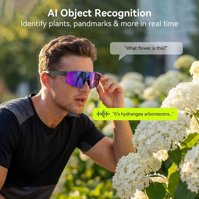 Alt view image 5 of 7 - AI Smart Glasses with Camera, 4K Hands-Free Recording, 6-Axis EIS Stabilization, Open-Ear Audio, AI Voice Assistant & Object Recognition, IP66, for Sports Cycling Running Hiking, Matte Black