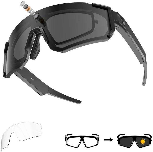 Main image of AI Smart Glasses with Camera, 4K Hands-Free Recording, 6-Axis EIS Stabilization, Open-Ear Audio, AI Voice Assistant & Object Recognition, IP66, for Sports Cycling Running Hiking, Matte Black