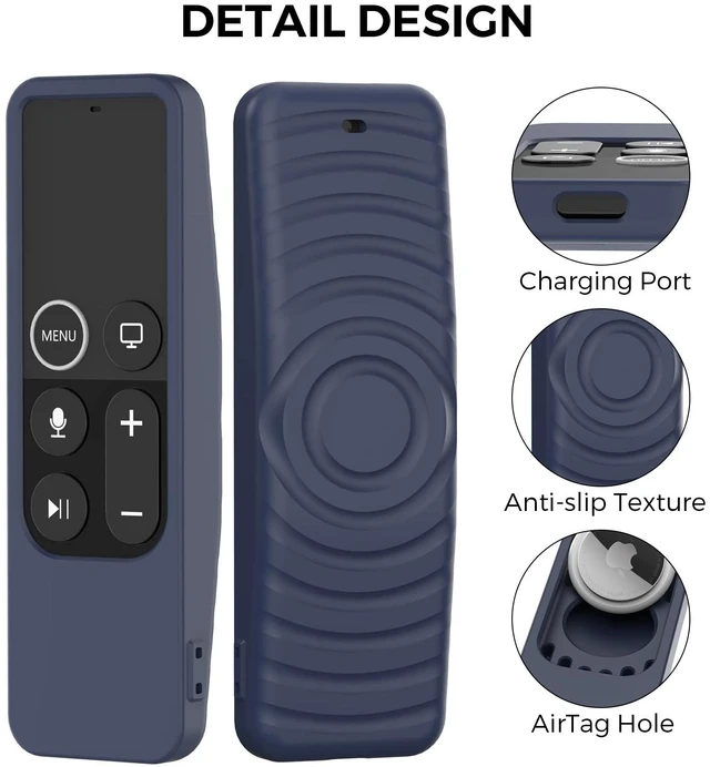 Alt view image 3 of 7 - Protective Case for Apple TV 4K Siri Remote 3rd & 2nd Gen with AirTag Holder, Magnet Technology, Lanyard Included, Great Grip, Heavy Shock Absorption, Drop Protection