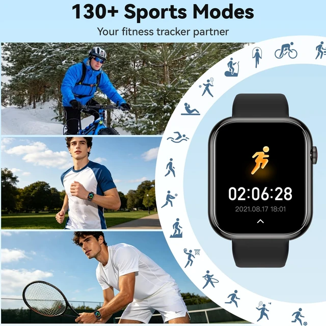 Alt view image 5 of 7 - Smart Watch for Men Women Fitness: Bluetooth Call 1.85" HD Touchscreen Smartwatch IP68 Waterproof 130+ Sport Modes Running Tracker Heart Rate Sleep Monitor Pedometer Music Control for Android iPhone