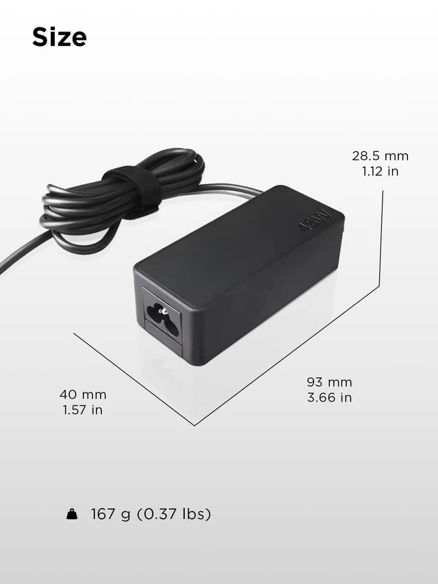 Alt view image 5 of 5 - 45W USB-C Power Adapter for Yoga C630, Yoga 910-13, Yoga 720-13, Miix 630-12, IdeaPad 720s-13, Chromebook S330 and C330, GX20N20876