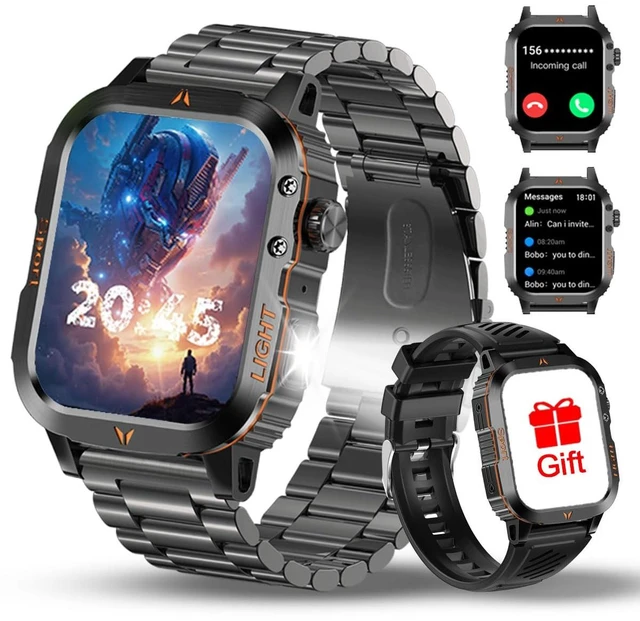 Main image of QTLLBT Men's Military Smart Watch 1500mAh Battery 30day IP68 Waterproof Suitable for Swimming Answer/Make Call Function Outdoor Tactical Smart Fitness Watch Heart Rate for Android & iOS