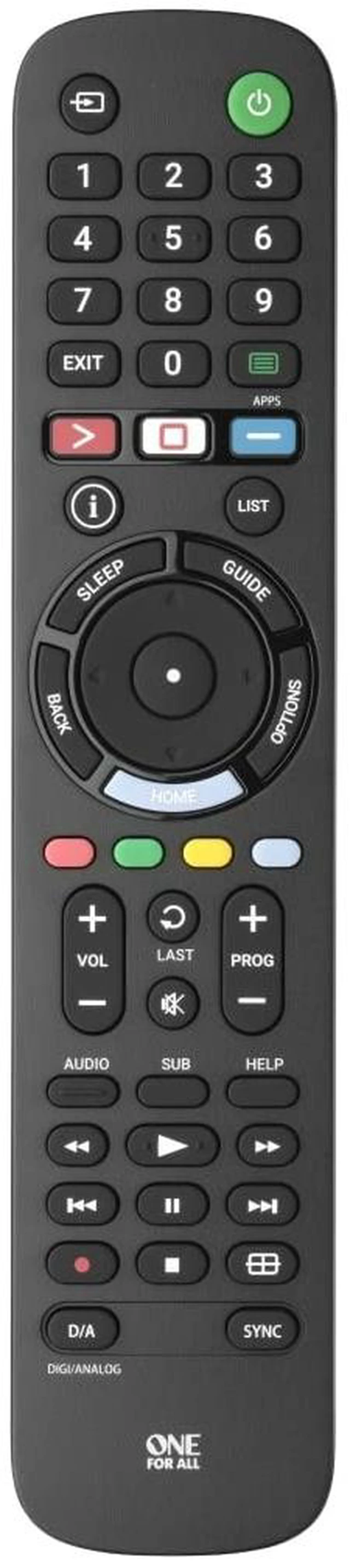 Main image of URC4812 Sony TV Replacement Remote, LCD/LED/OLED/Plasma, Black URC4812 replacement remote works with Sony LCD, LED, OLED and plasma TVs and supports main control functions