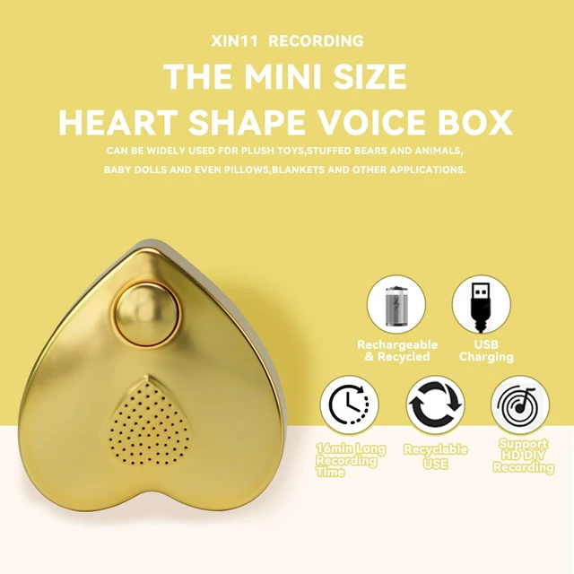 Alt view image 4 of 7 - 350s Voice Box Recordable Presents Button Sound Box for Stuffed Animals, Voice Recorder for Mother's Day Valentine Christmas Plush Toy,Manual DIY Creative Sound Present for Boys Girls (Gold)
