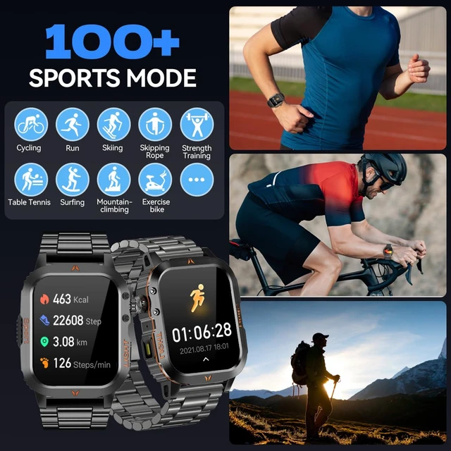 Alt view image 4 of 7 - QTLLBT Men's Military Smart Watch 1500mAh Battery 30day IP68 Waterproof Suitable for Swimming Answer/Make Call Function Outdoor Tactical Smart Fitness Watch Heart Rate for Android & iOS